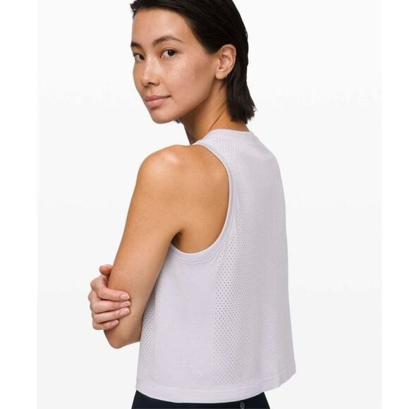 Lululemon Breeze By Muscle Crop Tank Top Off White Light Gray Women’s Size 6 - Picture 4 of 7